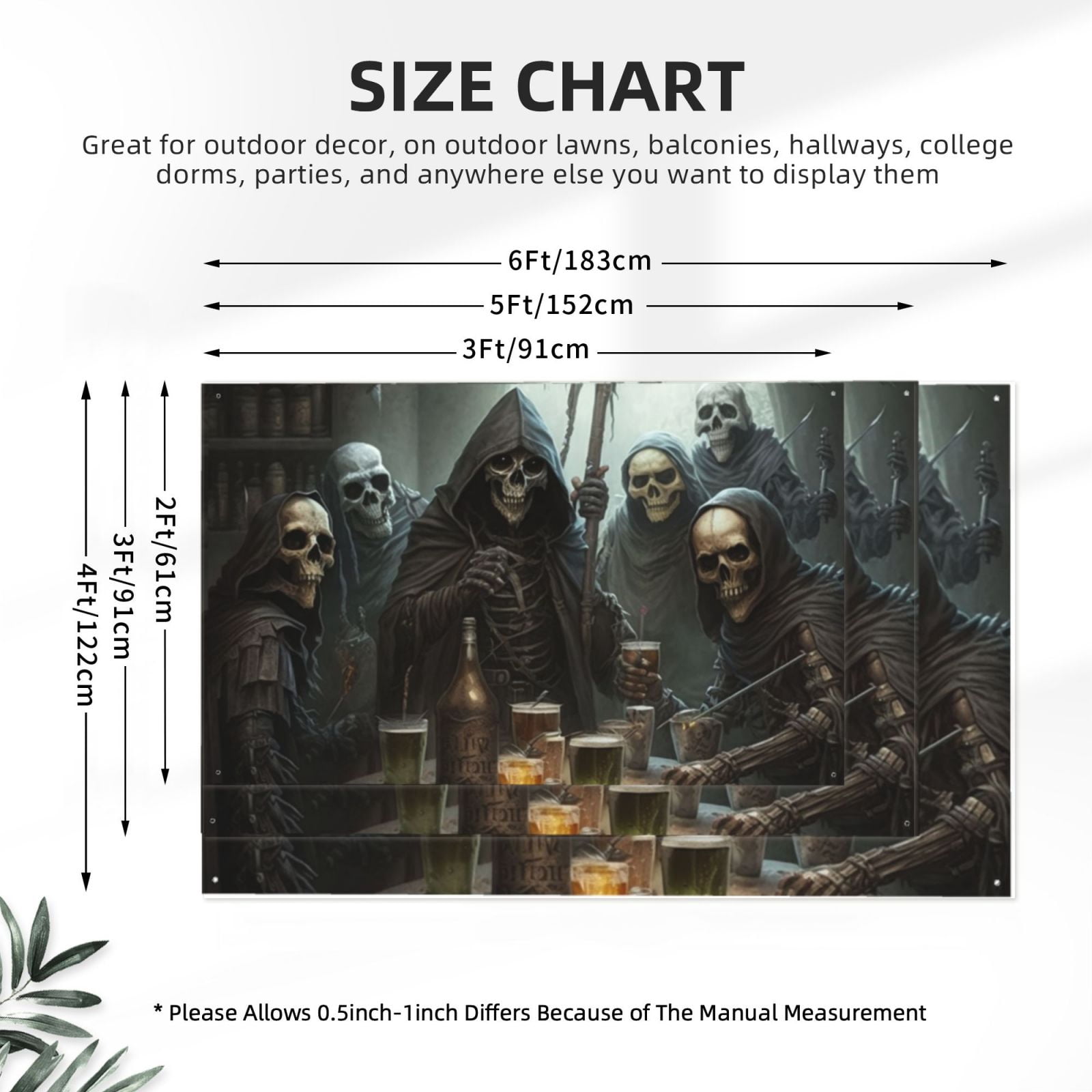 Grim Reaper Party Funny Skull Four Hole Decorated Banner Flag for Garden Yard Home Decoration Indoor Outdoor 4x6 Ft