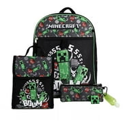 Kids Minecraft 6 Piece Backpack Set - Full Size Backpack, Insulated Lunchbox and More!
