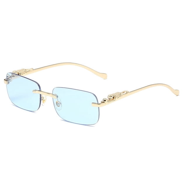 Gafas de sol cuadradas decorativas sin marco de color para hombres y mujeres, gafas de sol retro de metal