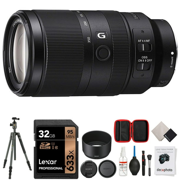 Sony Selg E 70 350mm F4 5 6 3 G Oss Super Telephoto Lens Bundle With Vanguard Veo 2 4ab Aluminum Travel Tripod With Ball Head Lexar 32gb Memory Card And Deco Photo All In One Cleaning Kit