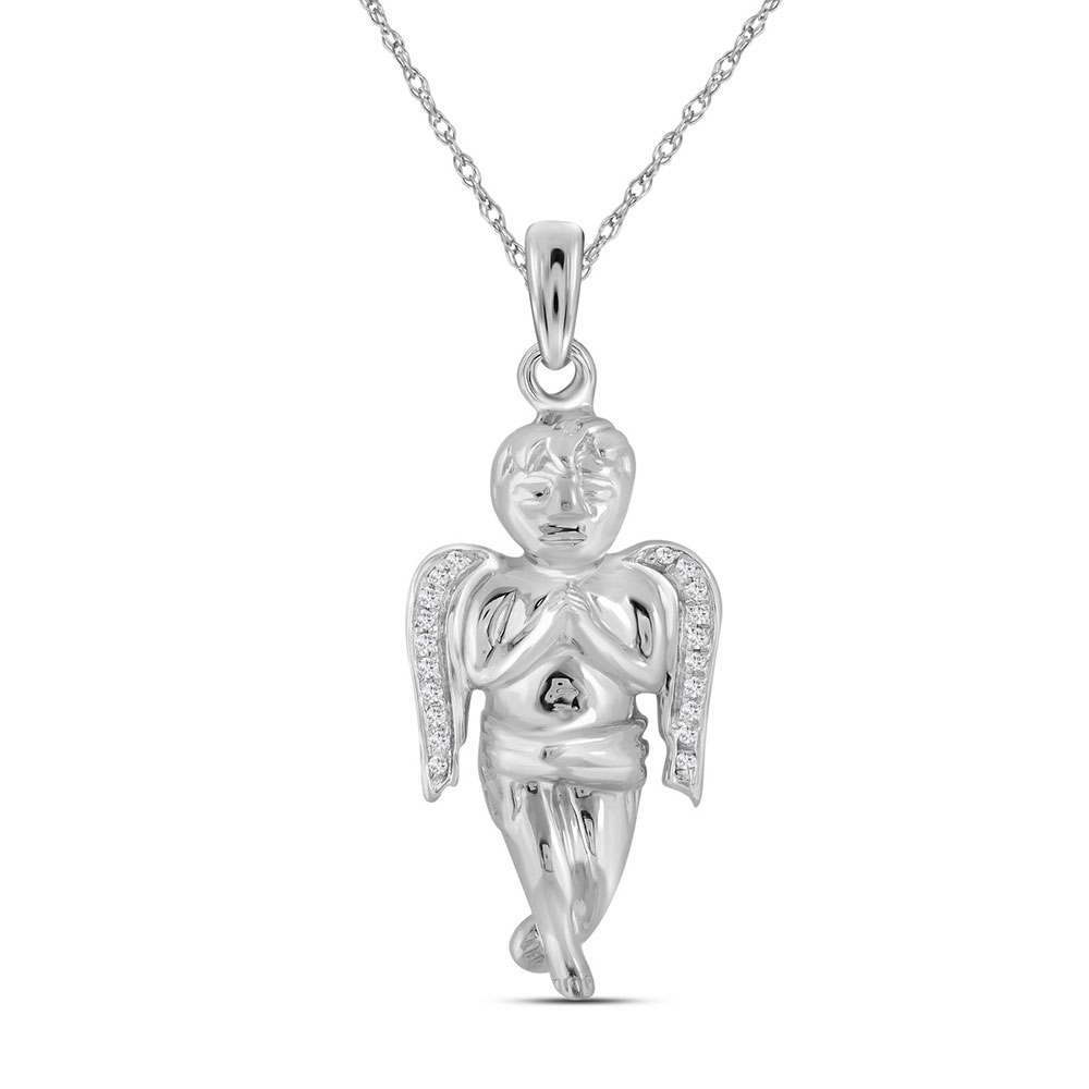 GND 10kt White Gold Mens Round Diamond Small Guardian
