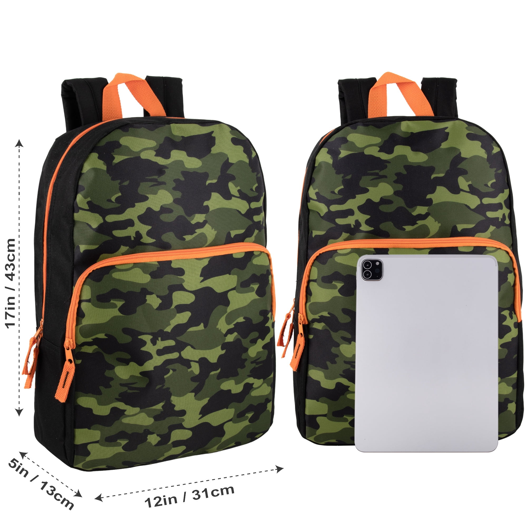 24 Pack of Bulk Wholesale 17 Inch Fun Printed Backpacks for Commute and Travel in Fun Mixed Boys Pack