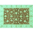 thumbnail image 1 of Ahgly Company Machine Washable Indoor Rectangle Oriental Turquoise Blue Traditional Area Rugs, 2' x 5', 1 of 4