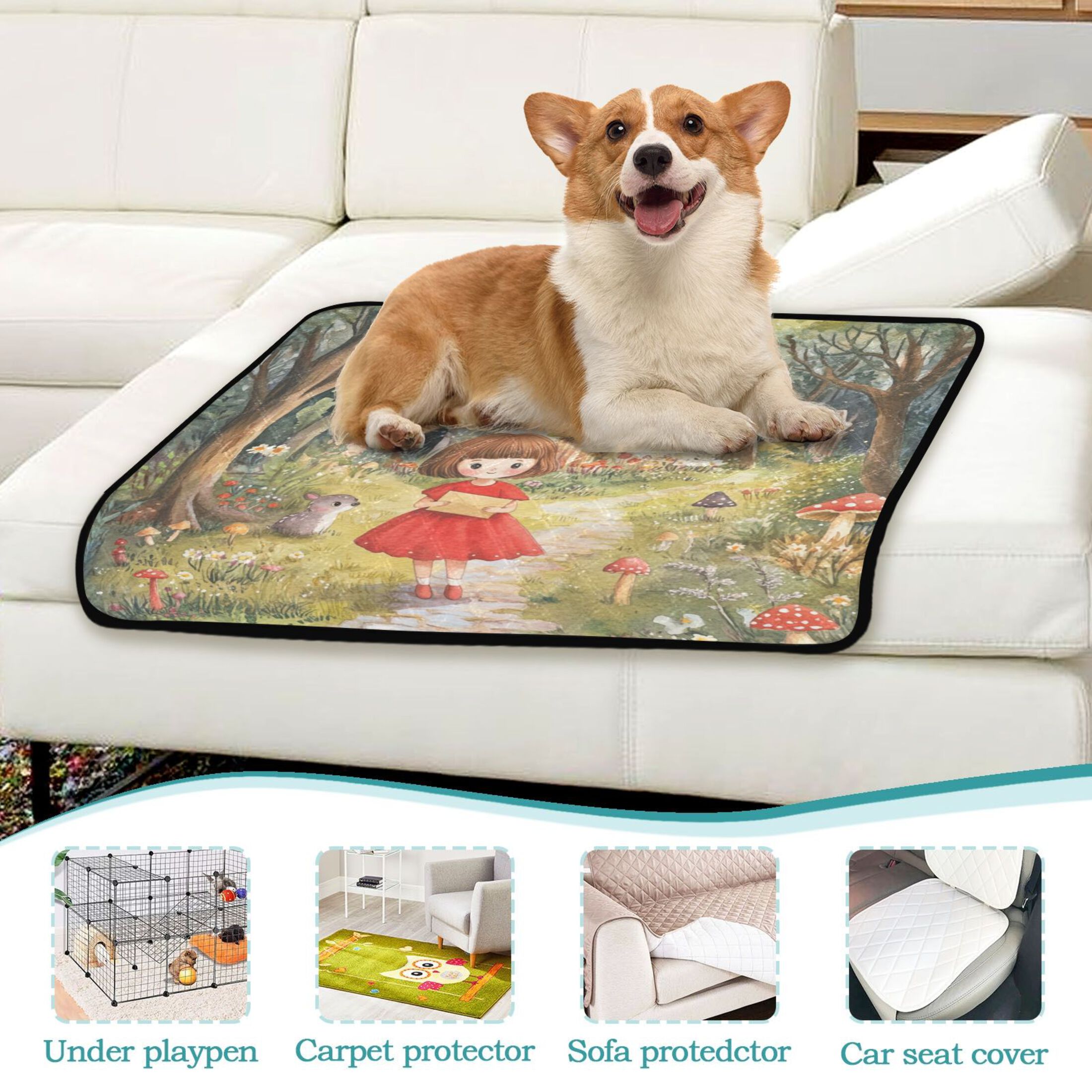 Qxltty Forest Cabin Cat litter Pads Pet Set of 3 Diaper Mats Center Anti-leakage Layer Absorbent Soft and Comfortable