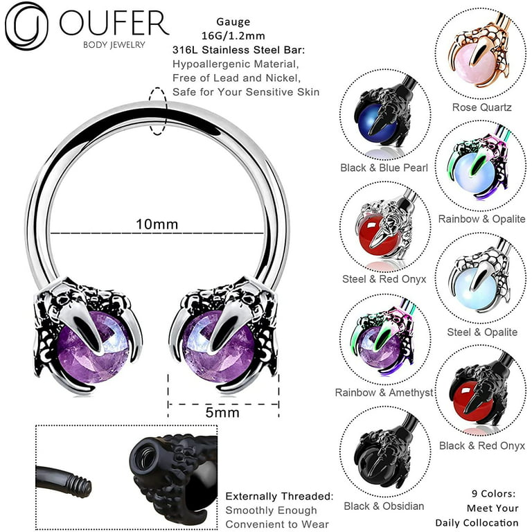Stainless steel horseshoe ear piercing hoop earring 16g 3/8 diameter –  Siren Body Jewelry