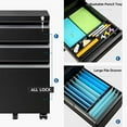thumbnail image 2 of DEVAISE 3 Drawer Mobile File Cabinet with Lock, Under Desk Metal Filing Cabinet for Legal/Letter/A4 File, Fully Assembled Except Wheels, Black, 2 of 5