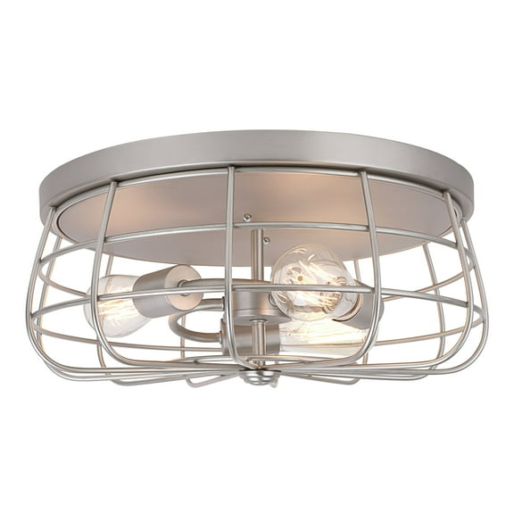 Aspen Creative 63020-11 Three-Light Flush Mount Ceiling Light Fixture, Transitional Design in Brushed Nickel Finish, Wire Shade, 15-3/4" Diameter