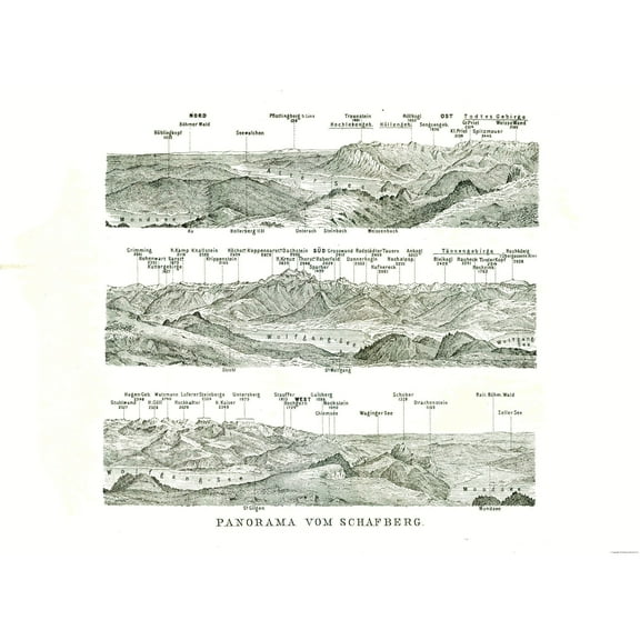 Historic Map - Schafberg Austria - Baedeker 1896 - 31.32 x 23 - Vintage Wall Art