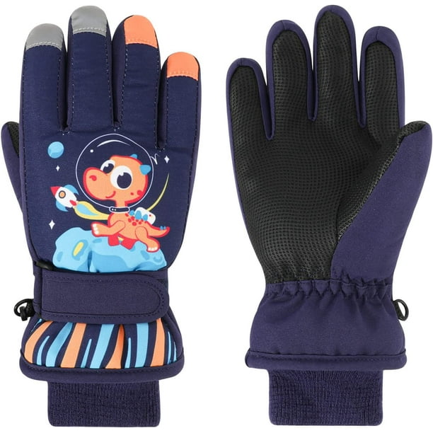 Kids' Waterproof Warm Gloves - Ski 500 JR Blue/Black - Deep teal