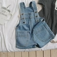 thumbnail image 2 of Toddler Girls Kid Jeans Bib Romper Overall Solid Color Suspender Pants Shorts Clothes, 2 of 7