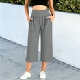thumbnail image 6 of Jopfuhed Women's Wide Leg Yoga Pants Elastic High Waist Tummy Control Capri Pants with Pockets Side Flowy Gym Workout Jogging Pants,Sizes S-3XL, 6 of 9