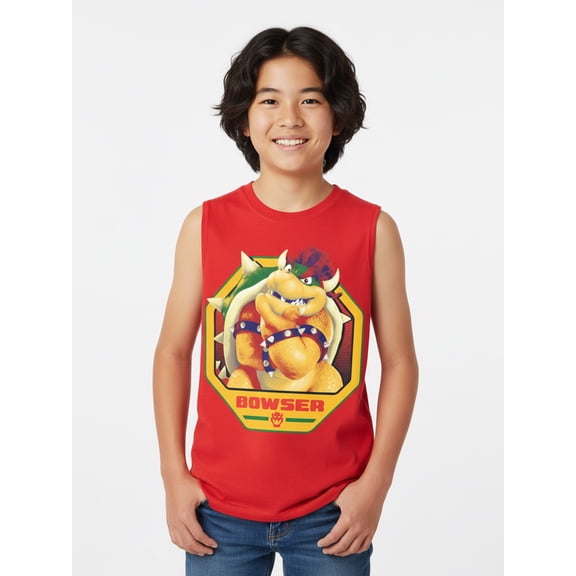Super Mario Galaxy Movie Boys Bowser Graphic Muscle Tank Top, Sizes 4-18