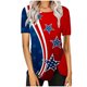 thumbnail image 1 of Blusas de Manga Corta para las Mujeres Botón Impreso Cuello Redondo Top Casual, Blusas para las Mujeres Casual, 1 of 5