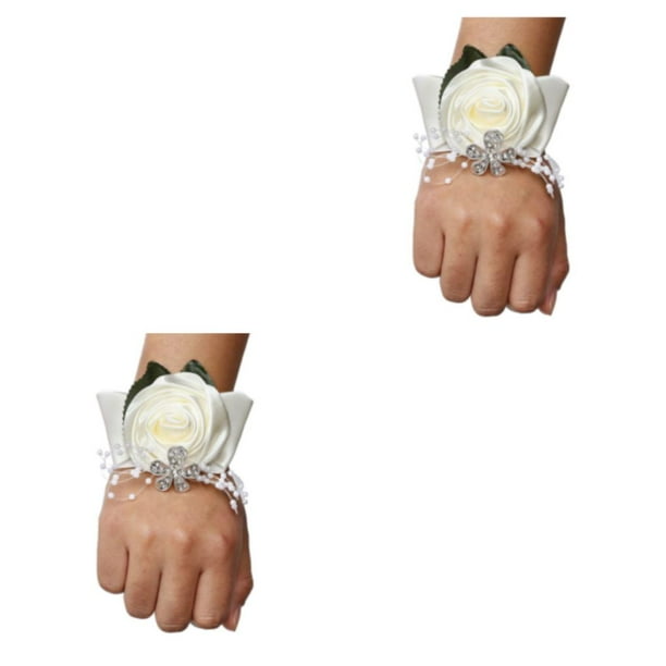 Toystoory Ramillete de muñeca de rosa satinada hecho a mano de larga duración para bodas y graduaciones elástica N1 blanco lechoso N1 blanco lechoso 2Conjunto