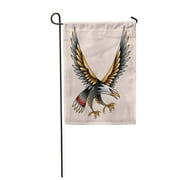 LADDKE Vintage Flying Eagle Color Tattoo in Traditional Old School Aggression Garden Flag Decorative Flag House Banner 28x40 inch