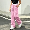 thumbnail image 6 of Girls Sweatpants Straight Leg Elastic Waist Multi Pockets Cargo Pants Sweatpants Loose Casual Daily Workout Lounge Joggers Pants 5-15 Years, 6 of 9