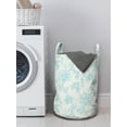 thumbnail image 3 of Botanical Laundry Bag, Detailed Intricate Floral Ornaments Romantic Pure Tones Illustration, Basket with Handles Drawstring Closure for Laundromats, 13" x 19", Pale Blue and Off White, by Ambesonne, 3 of 4