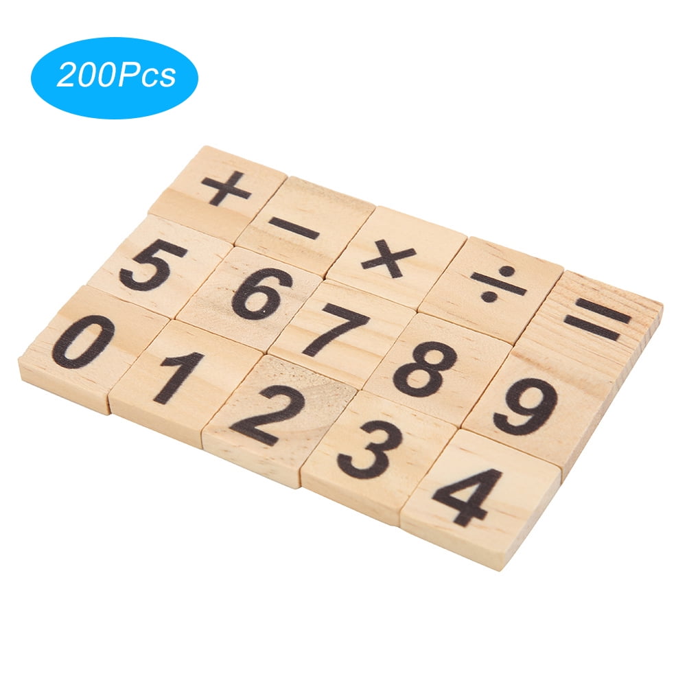 Wood Number Tiles, 200Pcs Wood Number Chip, Eco-friendly For Home Number Tile Mixed