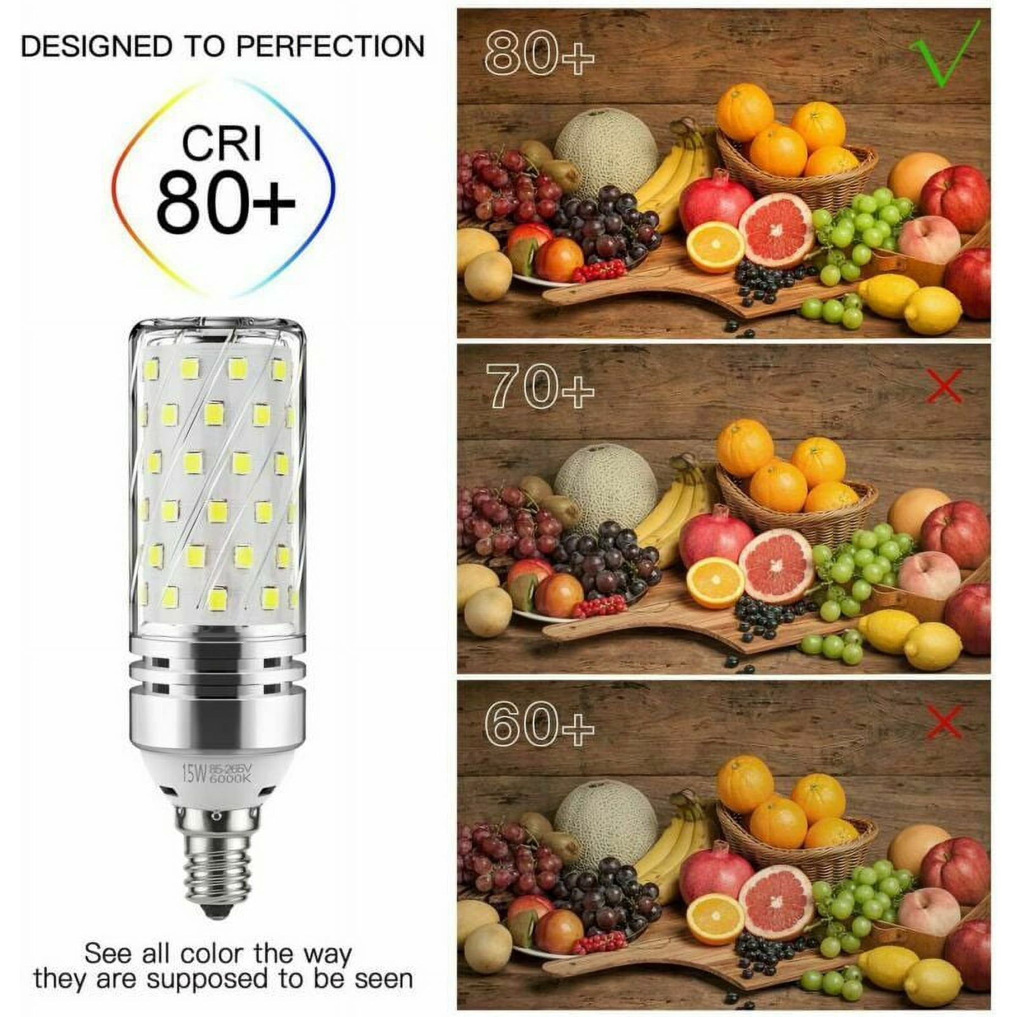 POINTERTECK 3Pcs 16W LED Corn Bulbs E12 Candelabra Base Bulbs Daylight White 6000K