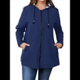 thumbnail image 3 of Chaqueta Ligera Reversible con Capucha y Cremallera de Larga para Mujer, Cortavientos Informal, Impermeable. Azul Marino XL, 3 of 9