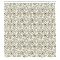 thumbnail image 3 of Poppy Shower Curtain, Contour Flourishing Poppy Flowers Pattern on Background with Curls Print, Fabric Bathroom Set with Hooks, 69W X 70L Inches, Coconut Brown White, by Ambesonne, 3 of 3