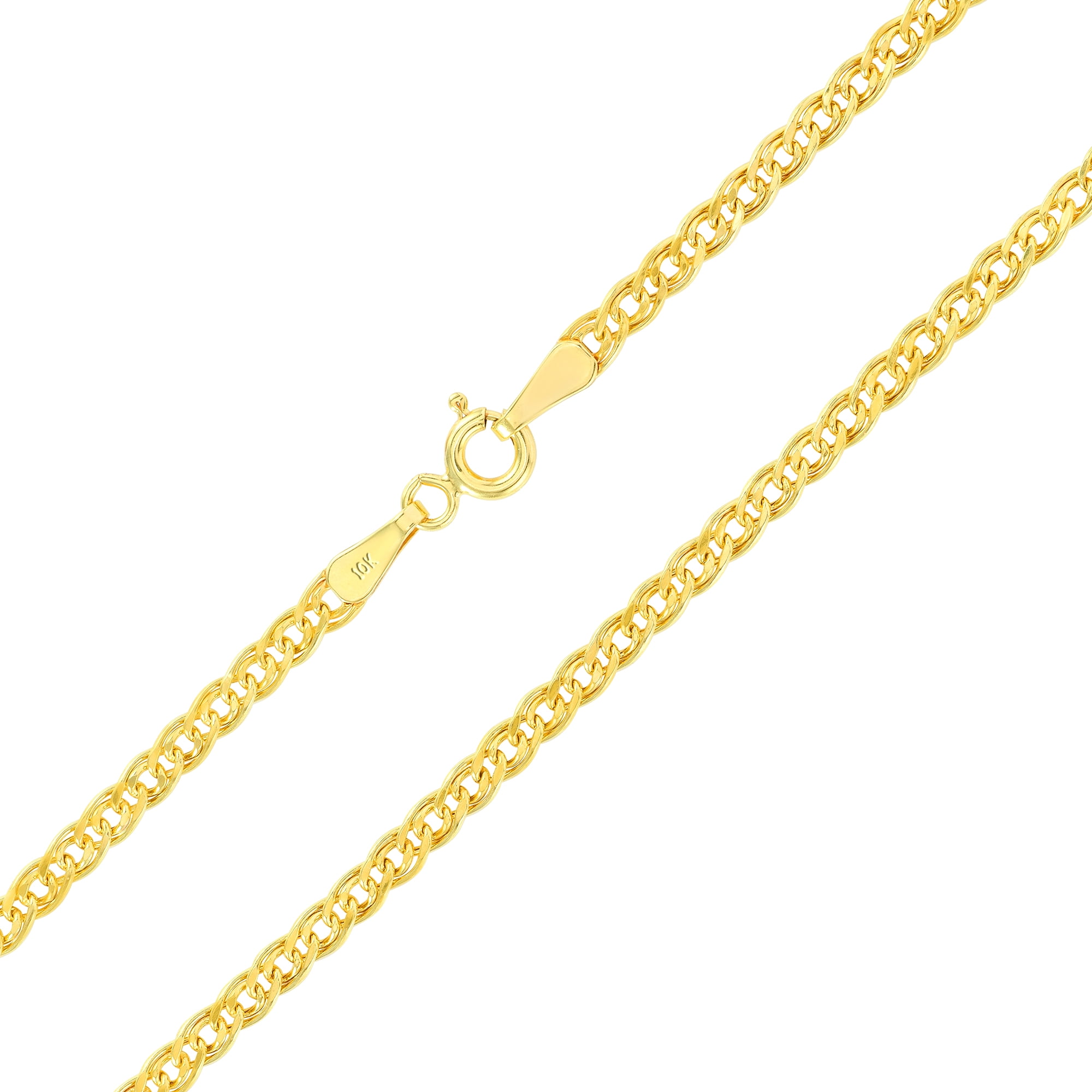 Nuragold 10k Real Yellow Gold Double Cuban Link 3mm Curb Chain Necklace (16"-24") Italian Jewelry for Men & Women