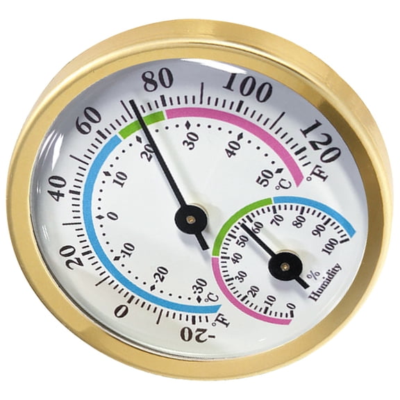 IBASETOY Wall Mounted Indoor Thermometer with Humidity Monitor in Golden Finish