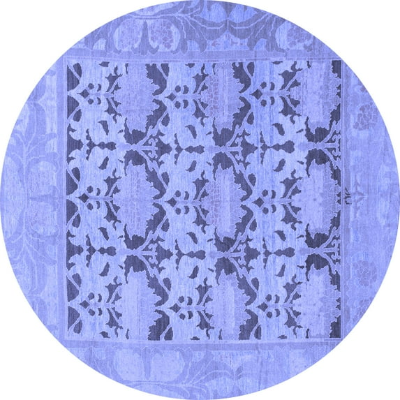 Ahgly Company Indoor Round Oriental Blue Traditional Area Rugs, 8' Round