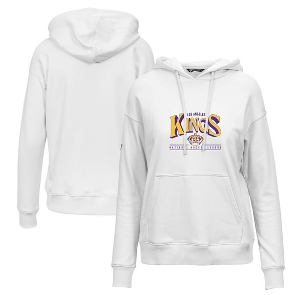 Women's Levelwear White Los Angeles Kings Retro Adorn Spellout Pullover Hoodie