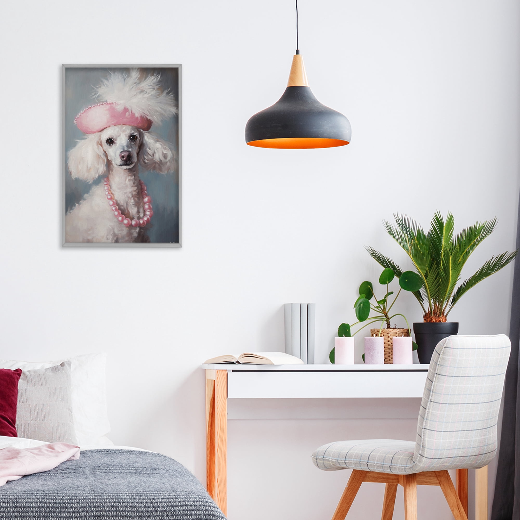 Stupell Industries Beautiful Collette Pup Gray Framed Giclee Art, design by Tina LeCour