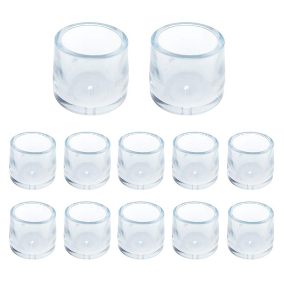 Semetall 12 Pcs 0.83 Inch Silicone Chair Leg Caps Floor Protectors Round Furniture Table Feet Covers,Preventing Scratches and Noise (Transparent)