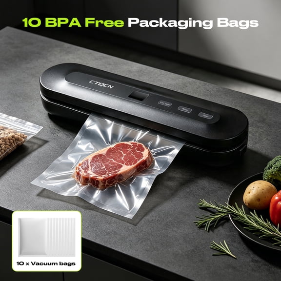 Automatic Vacuum Sealer Machine, 60KPa Strong Suction, Dry & Moist 2 Modes, Compact Food Saver for Home Kitchen Food Preservation