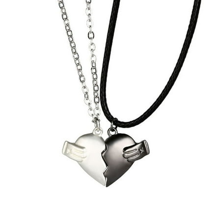 

OOKWE A Pairs Two Souls One Heart Necklace Couple Neck Chain Lightweight Pendant