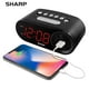 thumbnail image 2 of Reloj despertador digital SHARP de fácil lectura con carga USB de alta velocidad para teléfonos y tabletas, funcionamiento sencillo, negro medianoche, 2 of 5