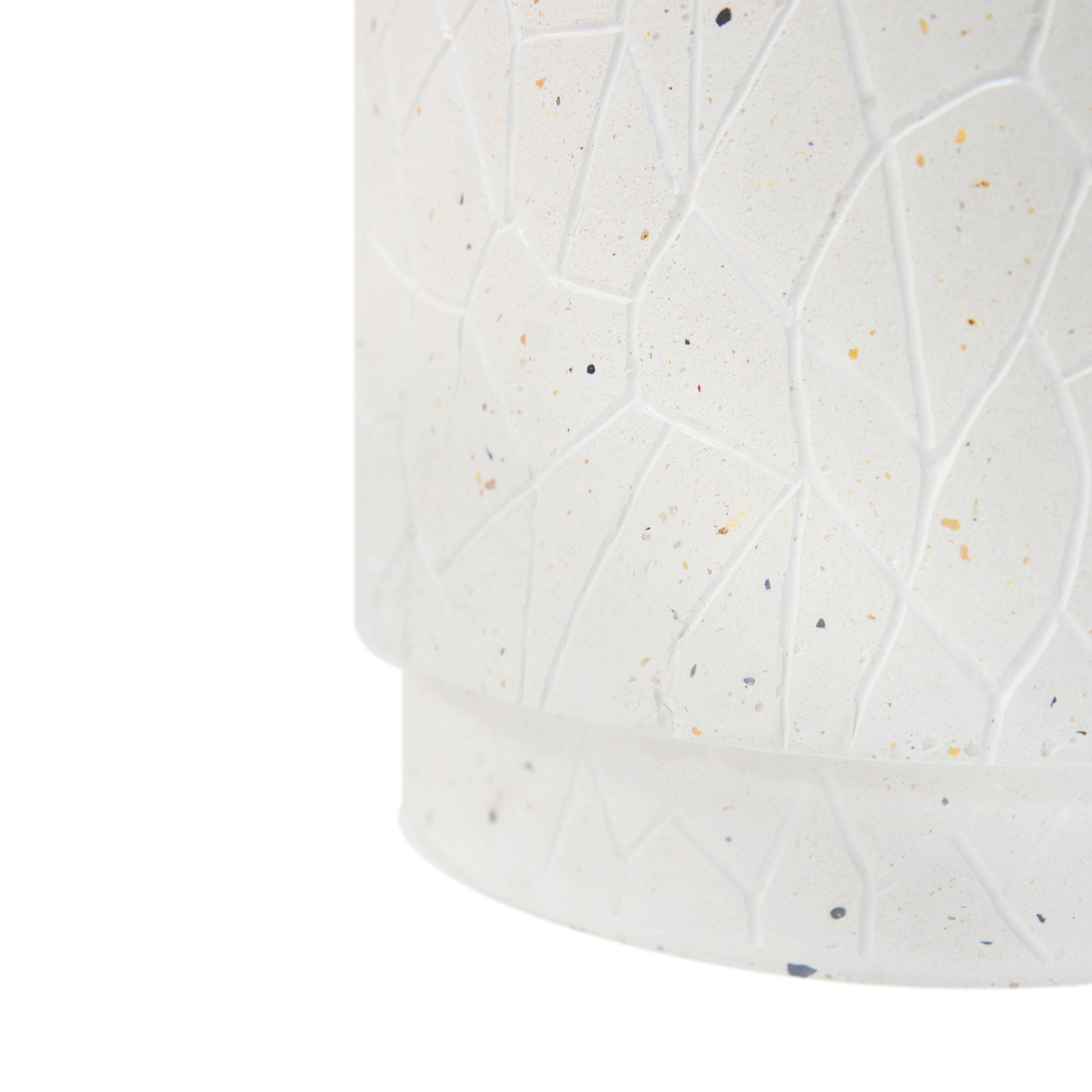 Morien Outdoor Patio Round Accent Table, Concrete, Terrazzo White