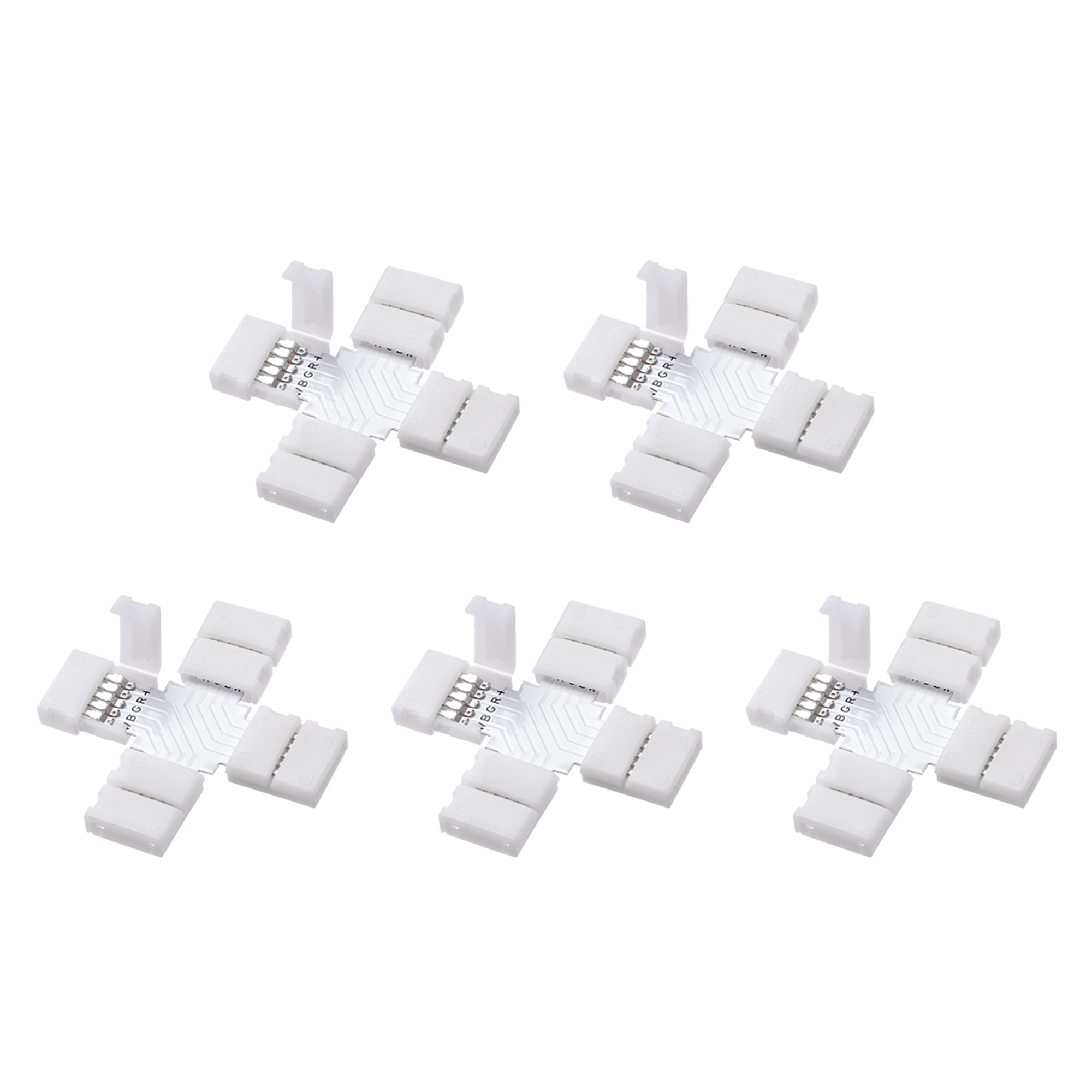 Unique Bargains 10mm 5P Cross Shape LED Strip Connector for 5050 3528 RGBW Lights 5pcs