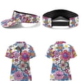 thumbnail image 2 of Garronmavis Colorful Retro Floral Women's Golf Shirt and Sun Visor Hat Set Quick-Dry Moisture-Wicking Short Sleeve Shirt Adjustable UV-Protective Sun Hat for Golf Tennis Hiking Daily Wear, 2 of 7