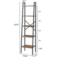 thumbnail image 3 of 5-Tier Industrial Ladder Bookshelf, Narrow Ladder Shelf, Tall Standing Bookshelf, Skinny Open Ladder Shelf, for Living Room, Home Office, Kitchen, Bedroom, Metal Frame, Greige, 3 of 17
