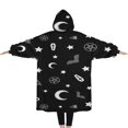 thumbnail image 2 of Oversized Wearable Blanket Hoodie,Black Halloween Occult Patterns Sherpa Blanket Hoodie with Super Pockets,Super Warm Fuzzy Pullover for Women & Men, 2 of 6