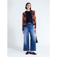 thumbnail image 3 of Free Assembly Women's and Women's Plus Argyle Cardigan Sweater with Puff Sleeves, Midweight, Sizes XS-4X, 3 of 7