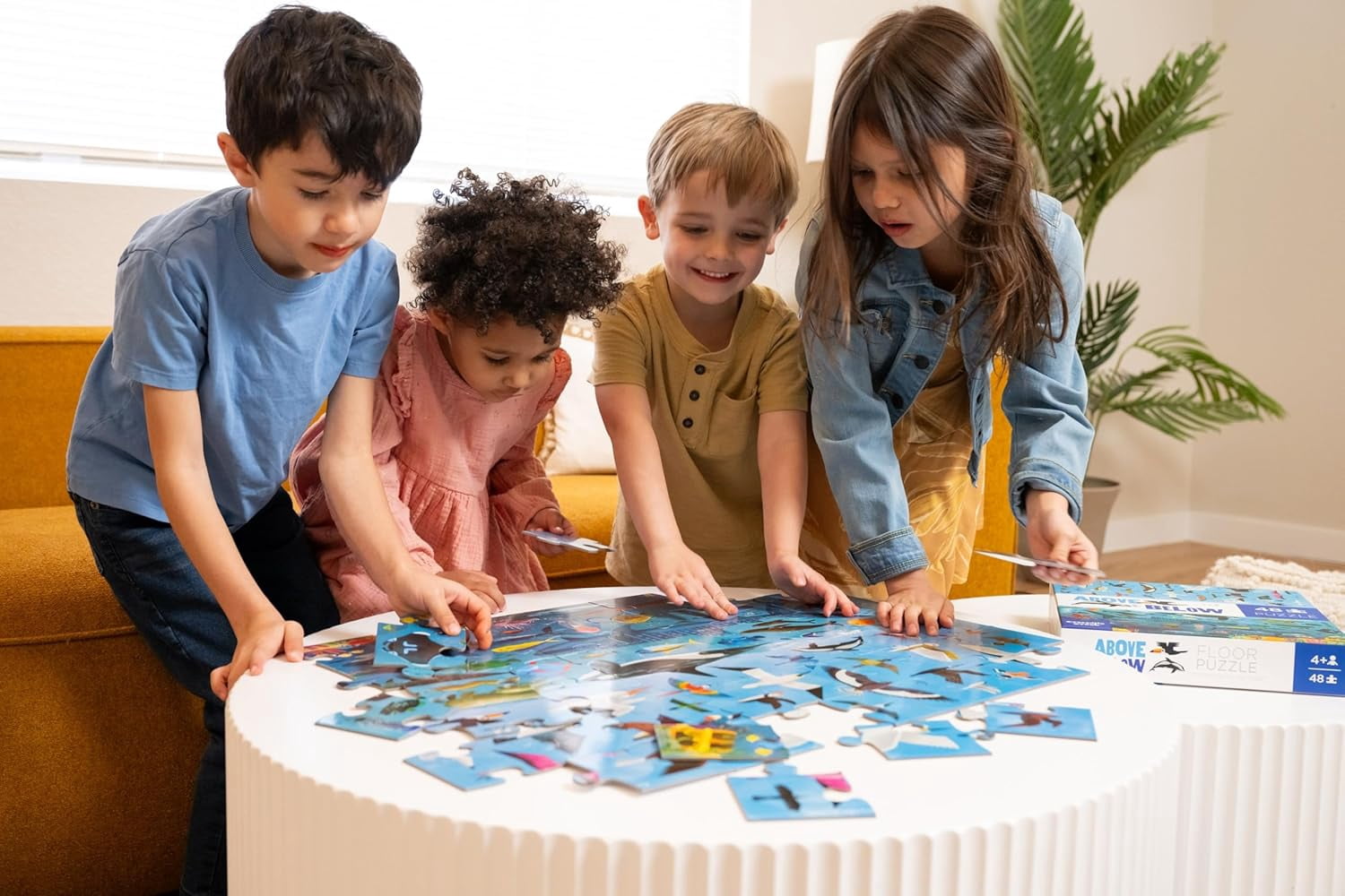 Crocodile Creek Above + Below 48-Piece Jigsaw Floor Puzzle - Fun Floor Puzzles for Kids Ages 4-8 - Heavy-Duty Shaped Box for Storage - Things that Go - 18 x 24 inches Finished