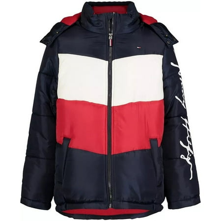 Tommy Hilfiger NAVY BLAZER Toddler Boys Chevron Colorblock Puffer Jacket 2T