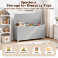 thumbnail image 5 of PAPROOS Kids Toy Box for Boys Girls, Wooden Toy Chest with Storage Bench and Safety-Hinged Lid, Modern Toy Storage Organizer for Playroom, Living Room, Toddler Room, Grey, 5 of 9