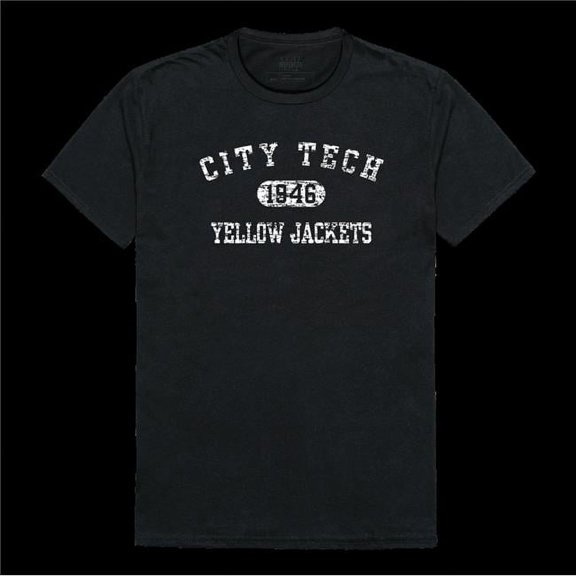 W Republic 574-664-BLK-02 York City College of Technology Yellow Jackets Distressed Arch T-Shirt, Black - Medium