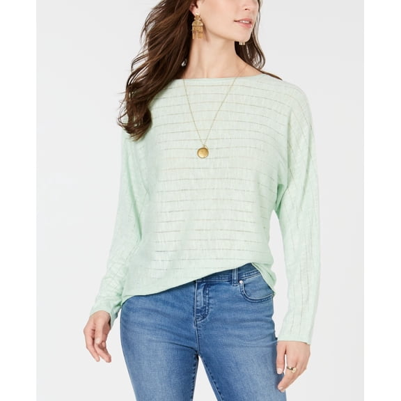 Style & Co Women's Boat-Neck Dolman-Sleeve Sweater Green Size X-Large