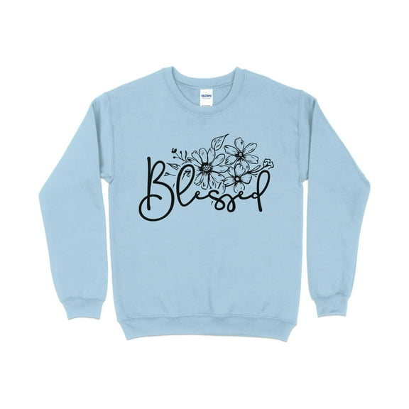 Floral Blessed Graphic Sweatshirt, Inspirational Women's Clothing, Casual Pullover, Comfy Top with Positive Message