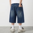 thumbnail image 5 of XEGLSBU Boys Jeans Boys Short Summer Shorts Baggy Fashion Outdoor Shorts Elastic Waist Casual Summer Short Trousers z260612-1-Blue Size 7-8 Years, 5 of 7