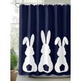 thumbnail image 2 of Fsddascl Easter Bunny Shower Curtain Set - Extra Long 72" x 96" Washable Bathtub Curtain with 12 Hooks, Cute Rabbit Family Vintage Navy Blue Abstract Waterproof Fabric Shower Curtains for Bathroom, 2 of 6