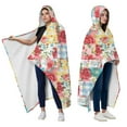 thumbnail image 2 of Wearable Blanket,Pioneer Flower Floral Print Pattern Hooded Wearable Flannel Blanket for Adults & Teens with Buckle,Winter Poncho Shawl Wrap Cape,50"x60", 2 of 5
