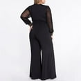 thumbnail image 6 of Odeerbi Jumpsuit for Women 2025 Long Sleeve Wide Leg Jumpsuits Pant Romper Mesh V Neck Blouse Loose Jumpsuits Black, 6 of 8